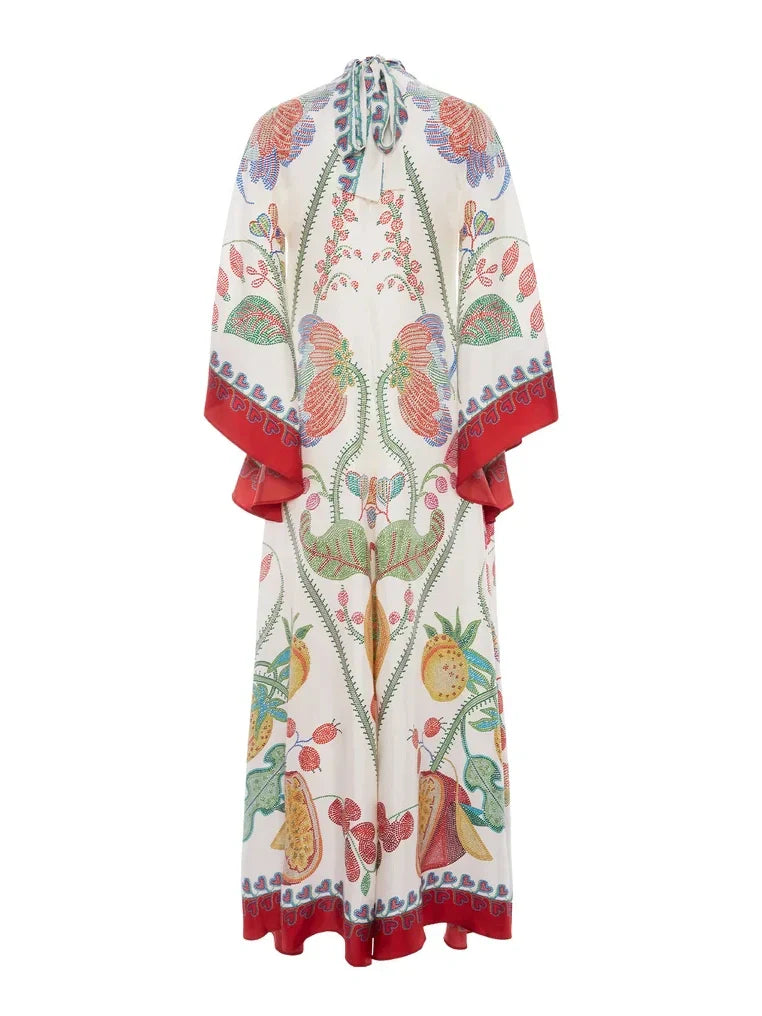 Maxi Dress with Handcrafted Ebony Print