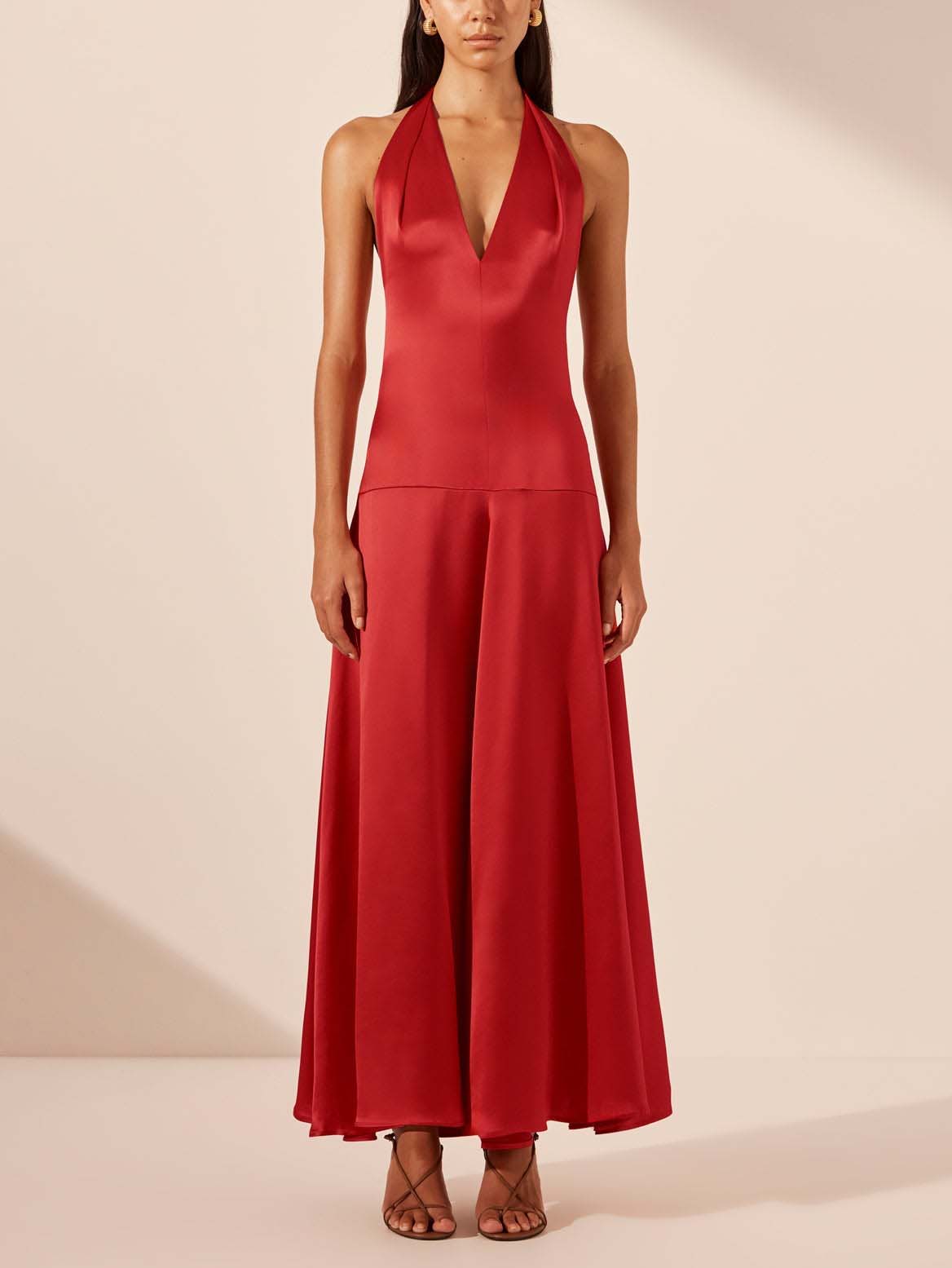 Chic Deep V Neck Halter Maxi Gown