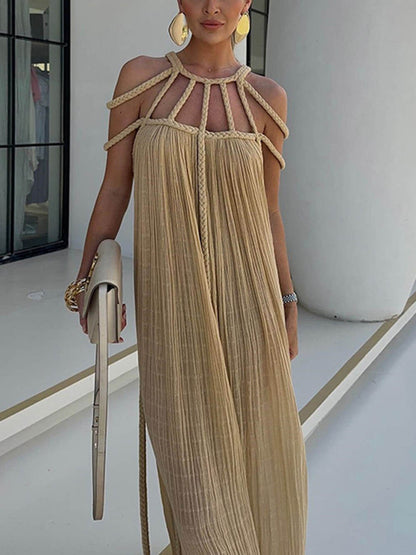 Draped Maxi Dress with Cover-Up Braids