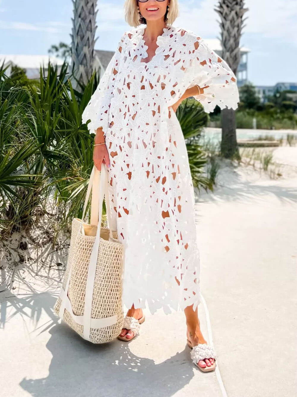 Lace Midi Beach Cover-Up Dress