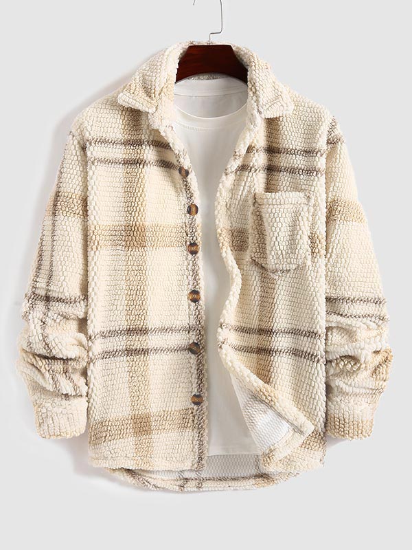 BRAMEN Plaid Fleece Lapel Jacket