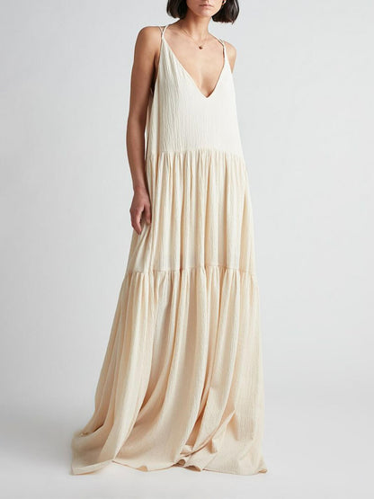 Strappy Maxi Dress with Deep V-Neck for Summer Getaways