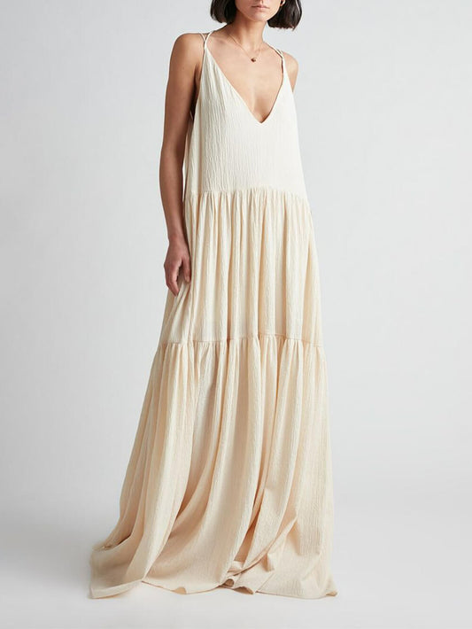 Strappy Maxi Dress with Deep V-Neck for Summer Getaways