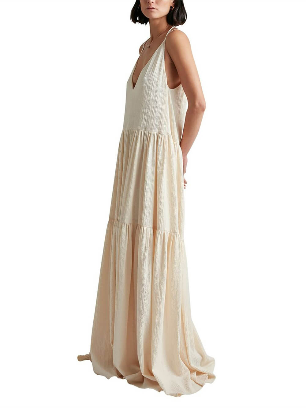 Strappy Maxi Dress with Deep V-Neck for Summer Getaways