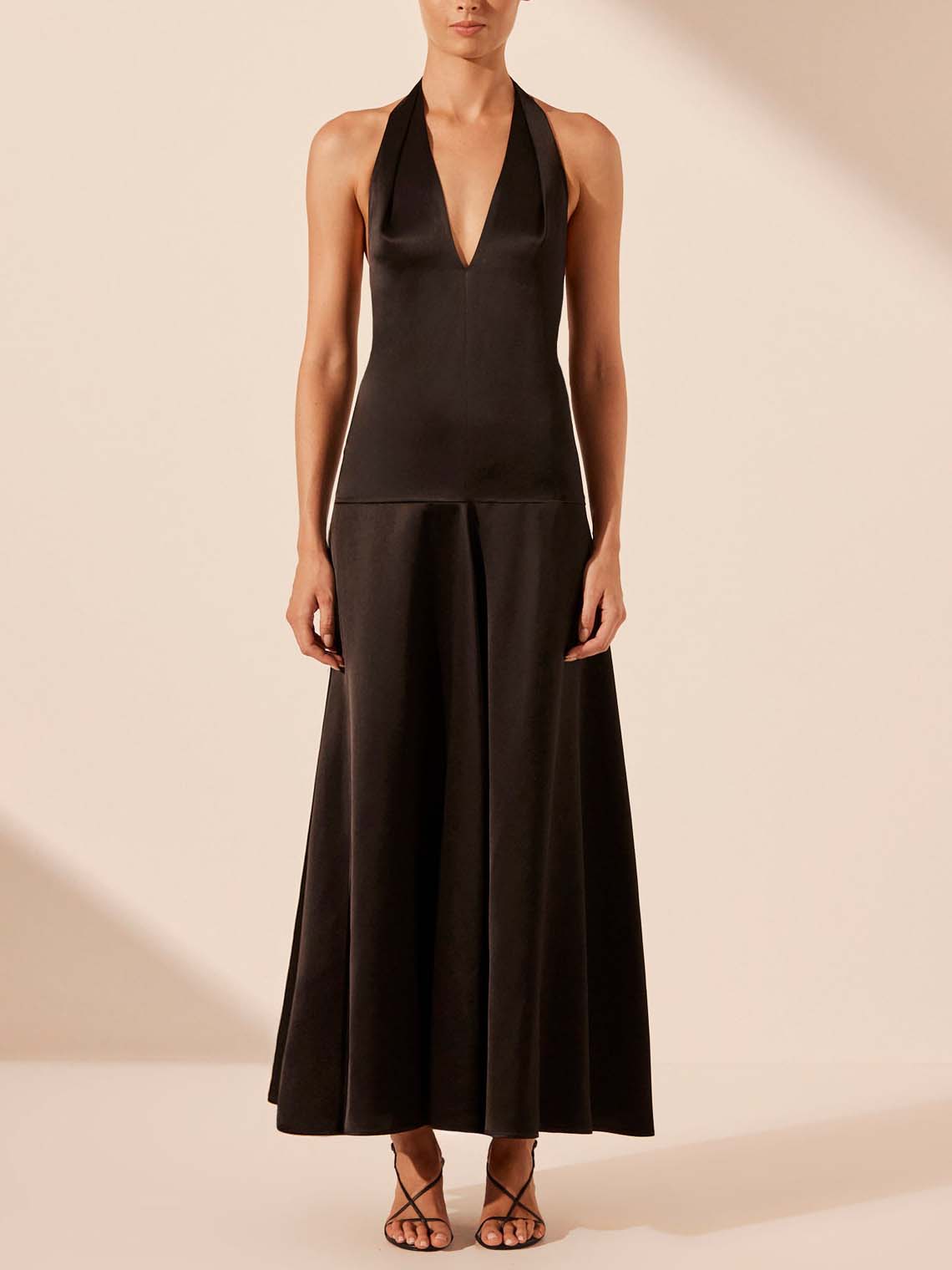Chic Deep V Neck Halter Maxi Gown