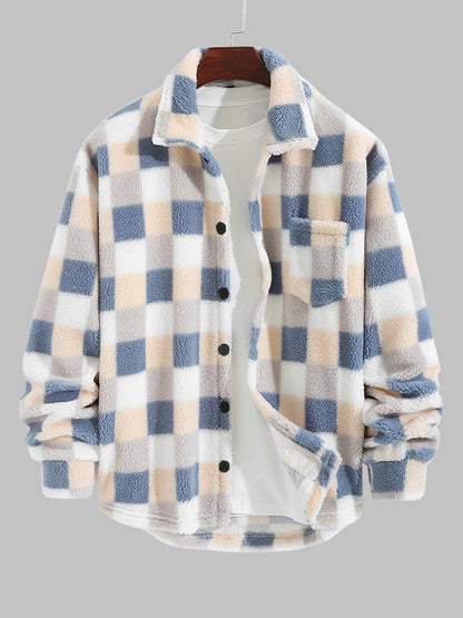 TAVEN Plaid Fleece Lapel Jacket