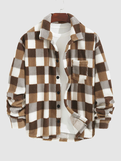 TAVEN Plaid Fleece Lapel Jacket