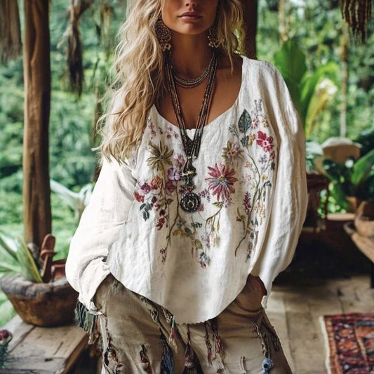 Vintage Floral Print Blouse