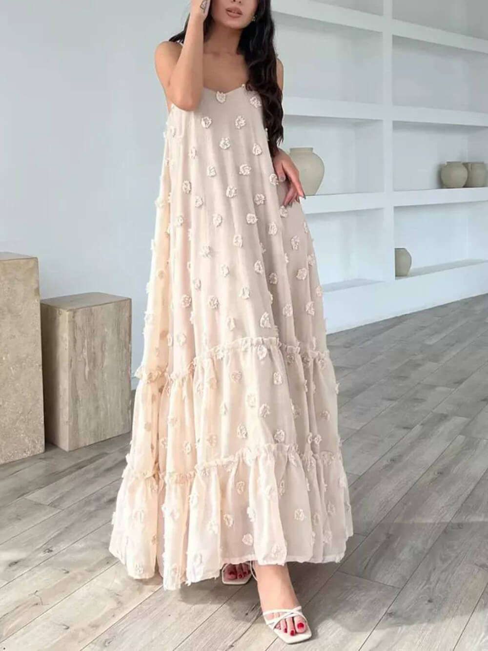 Charming Floral A-Line Layered Maxi Dress