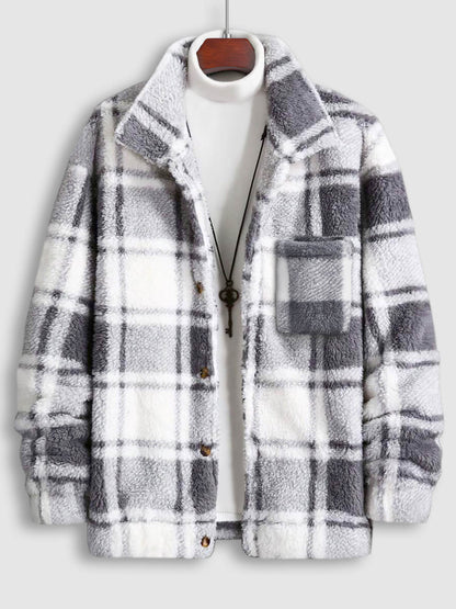 TAVEN Plaid Fleece Lapel Jacket