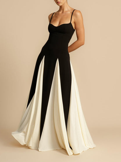 Elegant Panelled Tulle A-Line Maxi Slip Dress