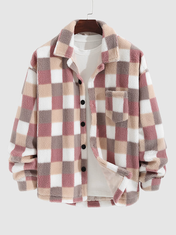 TAVEN Plaid Fleece Lapel Jacket