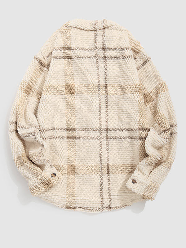 BRAMEN Plaid Fleece Lapel Jacket