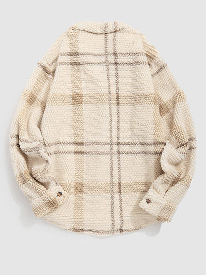 BRAMEN Plaid Fleece Lapel Jacket