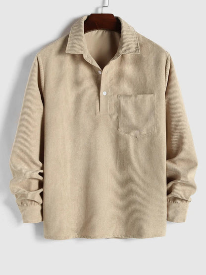 CORVIN Men’s Half Button Corduroy Shirt
