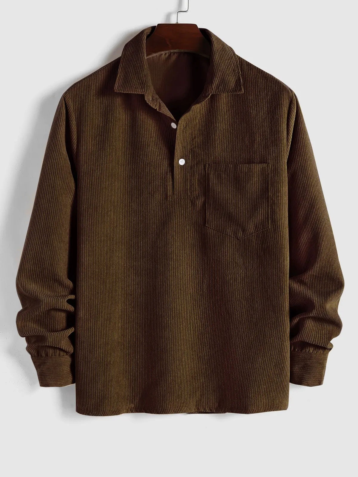 CORVIN Men’s Half Button Corduroy Shirt