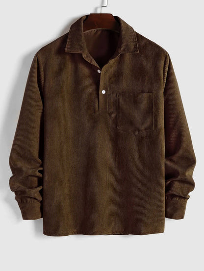 CORVIN Men’s Half Button Corduroy Shirt