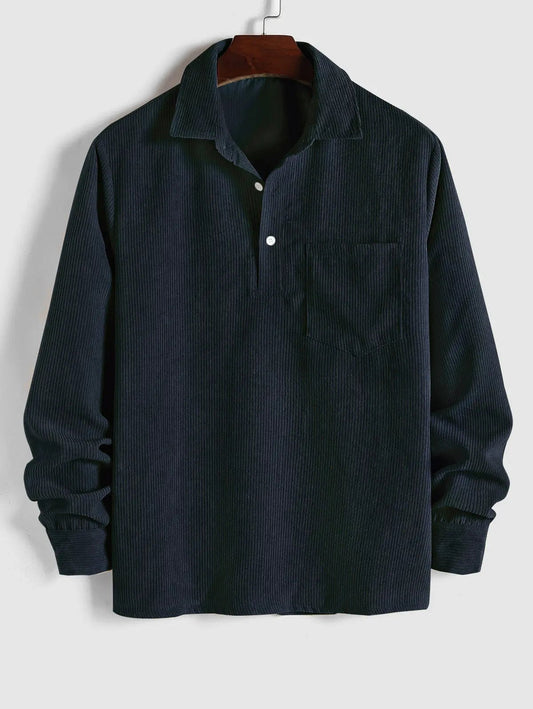 CORVIN Men’s Half Button Corduroy Shirt