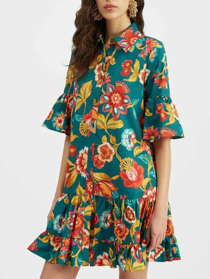 Graceful Floral Print Mini Dress