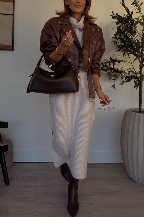 MIRELLE Cowl Neck Midi Sweater Dress