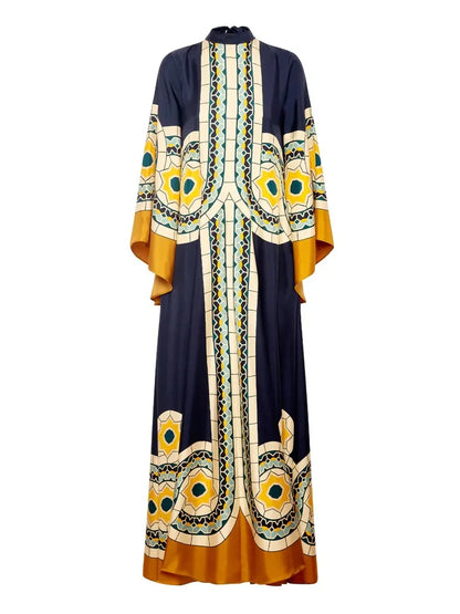 Maxi Dress with Twill Art Deco Print
