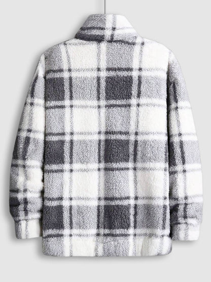 TAVEN Plaid Fleece Lapel Jacket