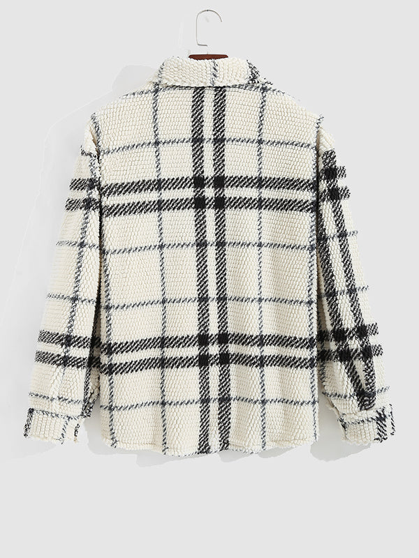 BRAMEN Plaid Fleece Lapel Jacket