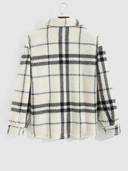 BRAMEN Plaid Fleece Lapel Jacket