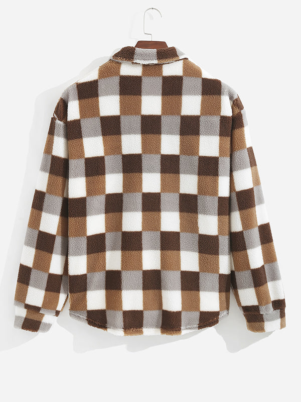 TAVEN Plaid Fleece Lapel Jacket