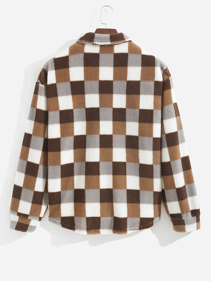 TAVEN Plaid Fleece Lapel Jacket