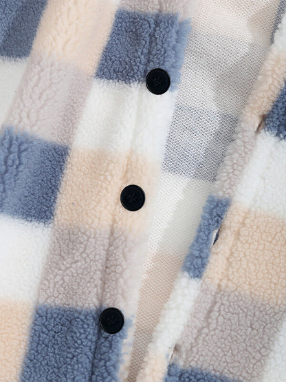 TAVEN Plaid Fleece Lapel Jacket