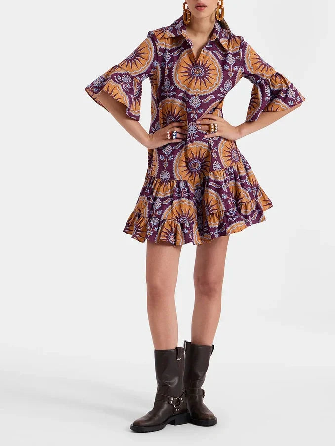 Tiered Mini Dress with Dropped Waist