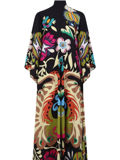 Maxi Dress with Peacock Print