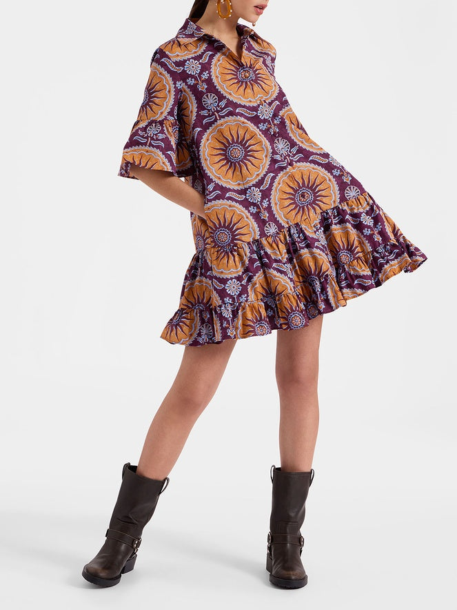 Tiered Mini Dress with Dropped Waist