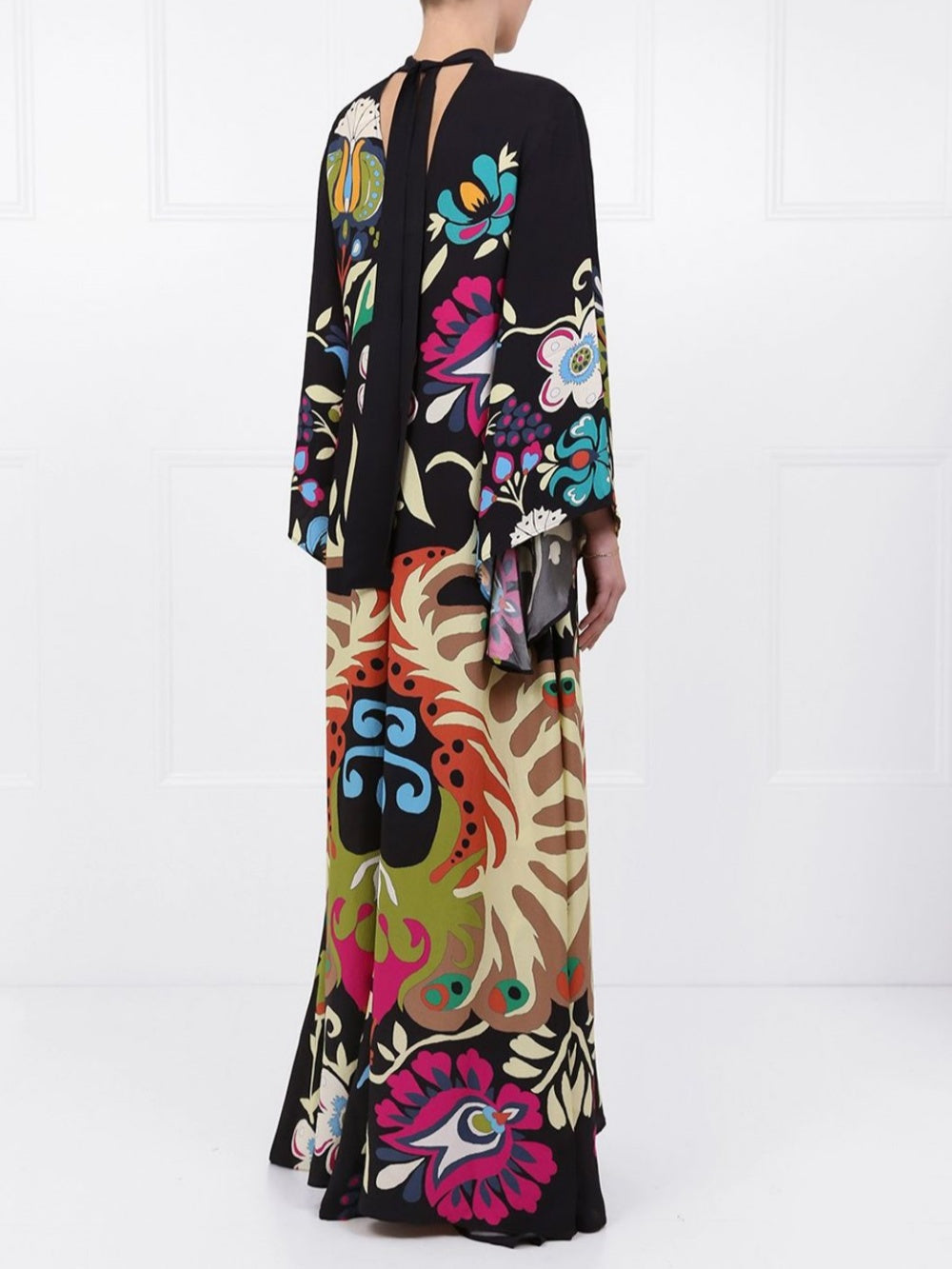 Maxi Dress with Peacock Print