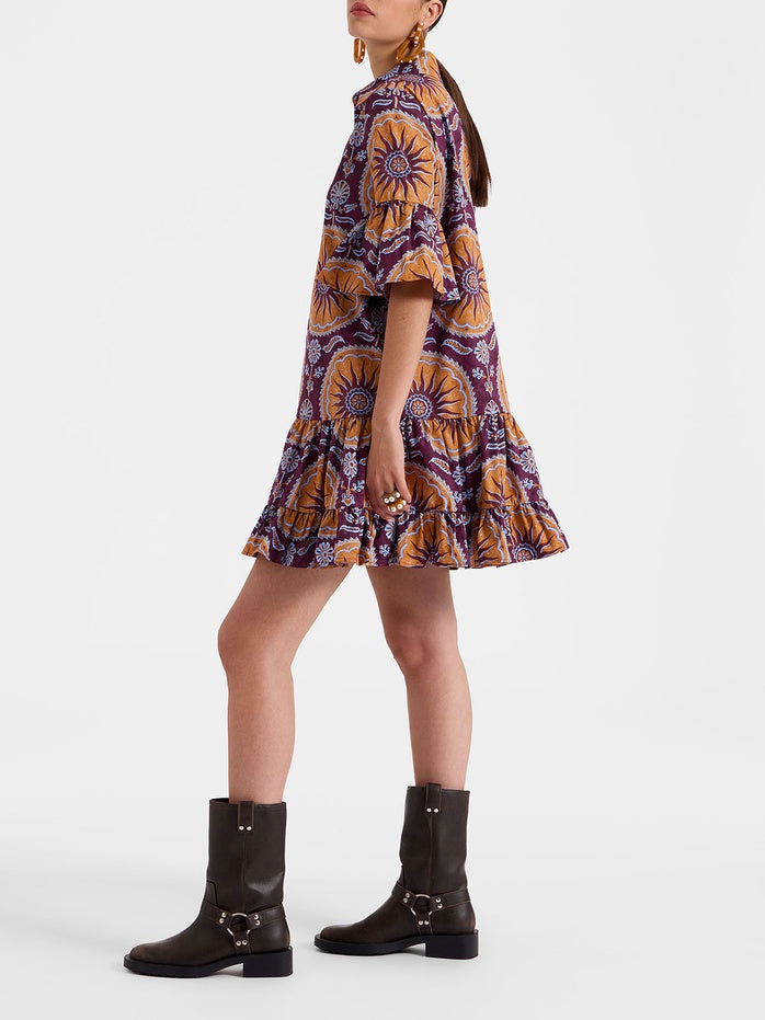 Tiered Mini Dress with Dropped Waist