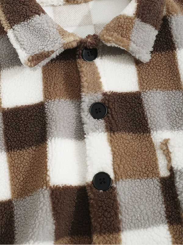 TAVEN Plaid Fleece Lapel Jacket