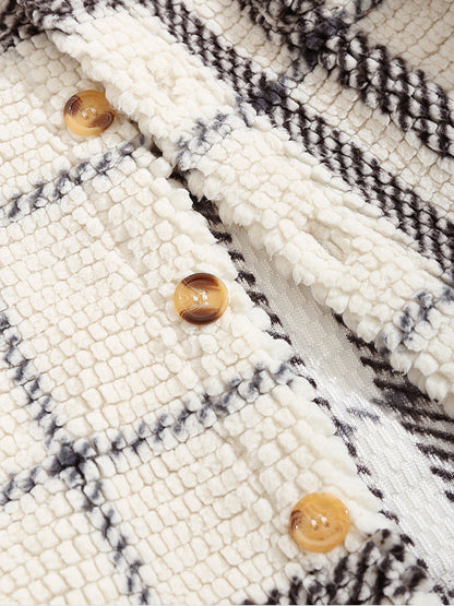 BRAMEN Plaid Fleece Lapel Jacket