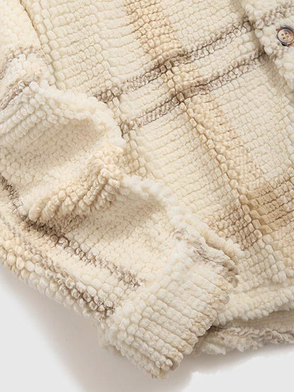 BRAMEN Plaid Fleece Lapel Jacket