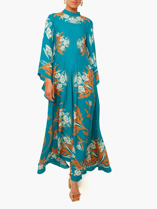Chic Vintage Maxi Dress with Striking Print