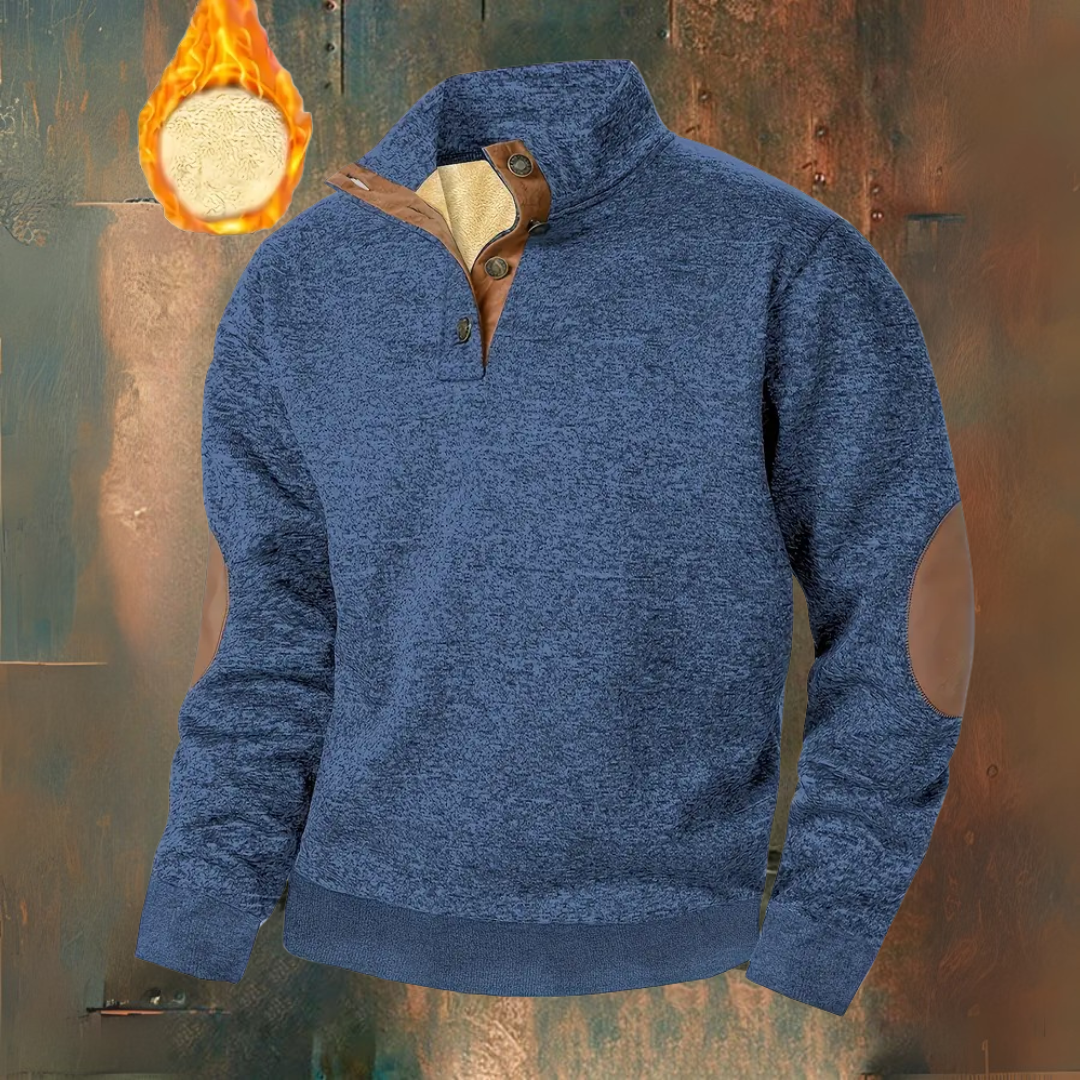 Warm fleece sweatshirt with button closure