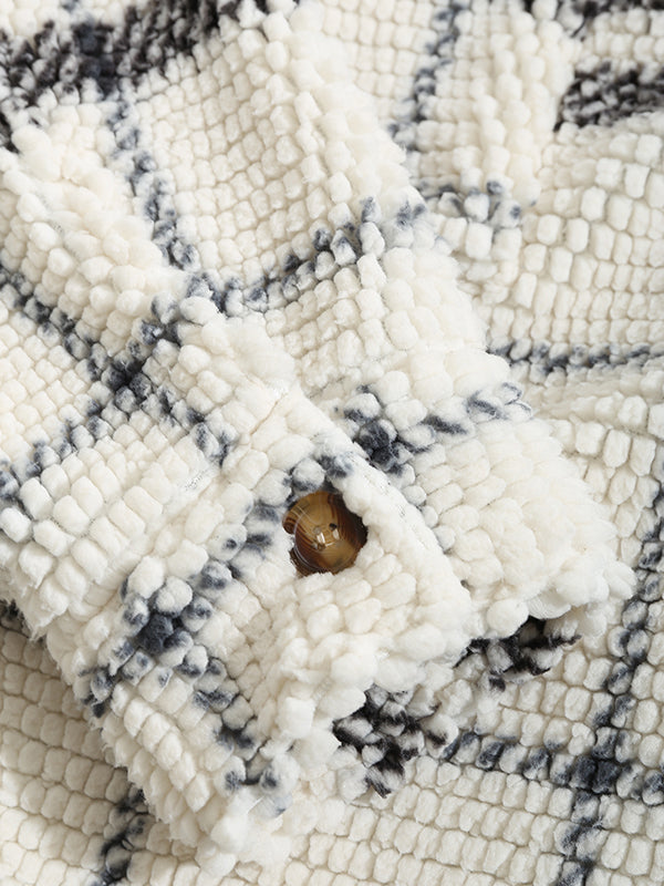 BRAMEN Plaid Fleece Lapel Jacket