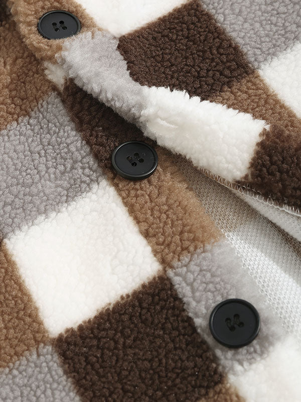 TAVEN Plaid Fleece Lapel Jacket