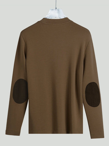 Modal Blend Elbow Patch Long Sleeve Tee:Slim Fit
