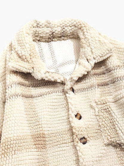 BRAMEN Plaid Fleece Lapel Jacket