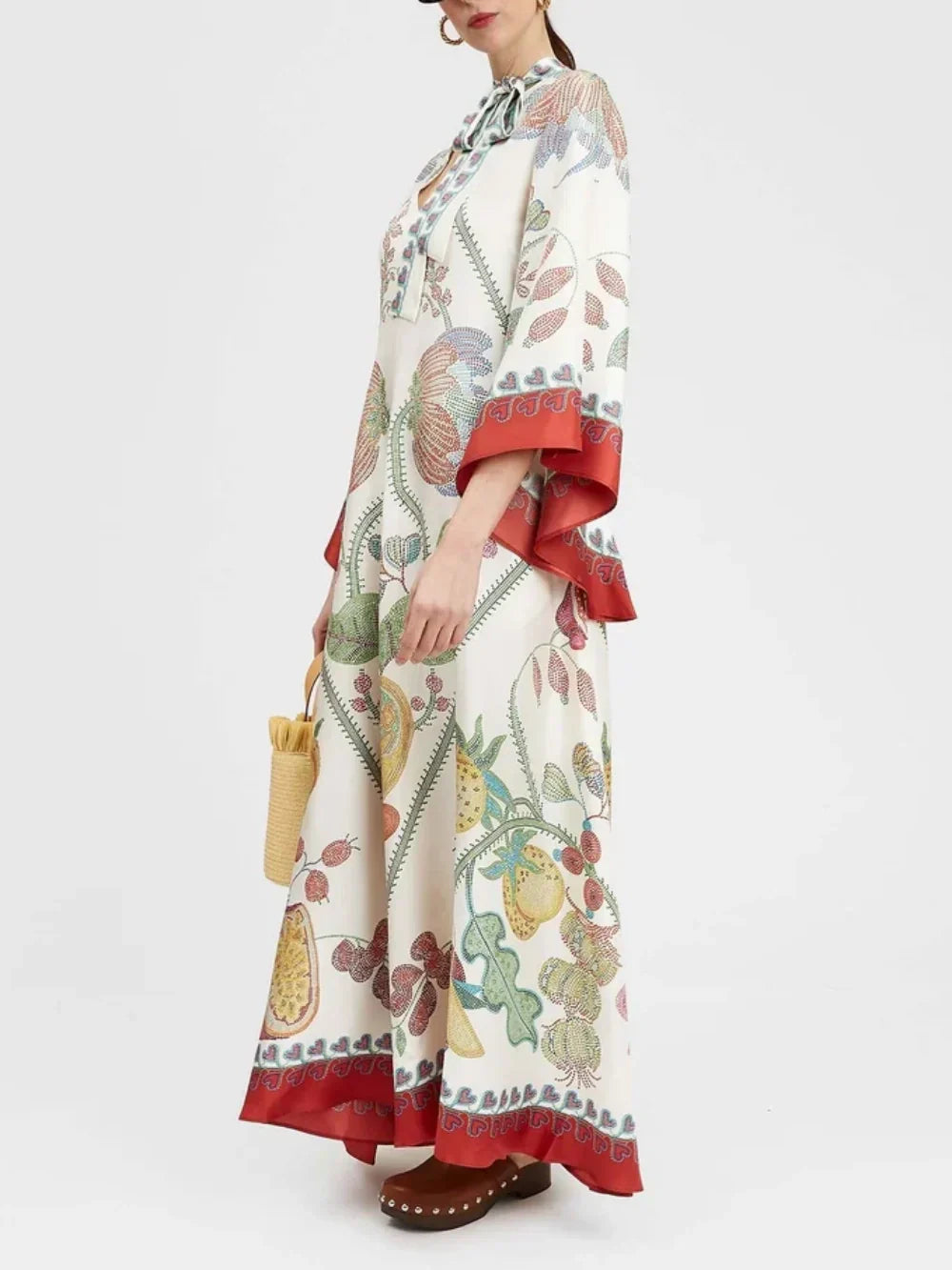 Maxi Dress with Handcrafted Ebony Print