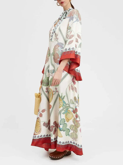 Maxi Dress with Handcrafted Ebony Print