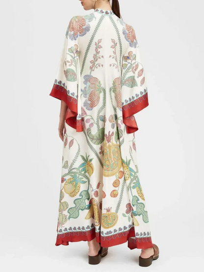 Maxi Dress with Handcrafted Ebony Print