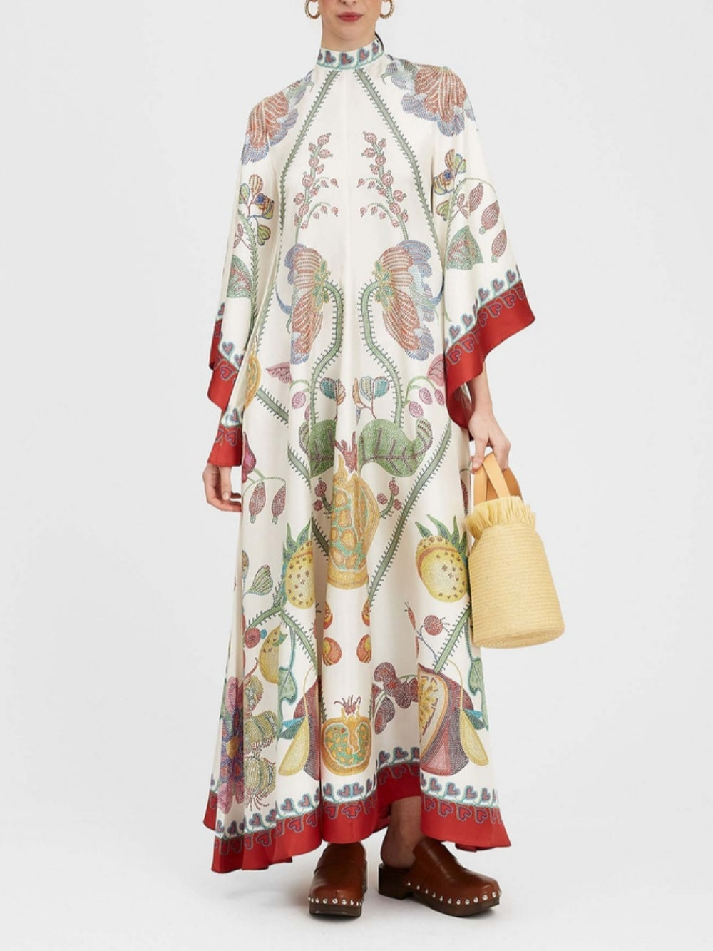 Maxi Dress with Handcrafted Ebony Print