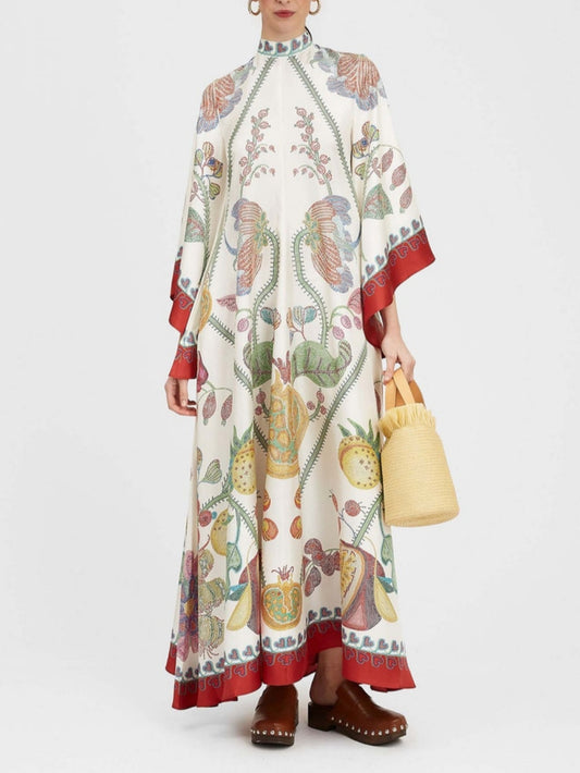 Maxi Dress with Handcrafted Ebony Print